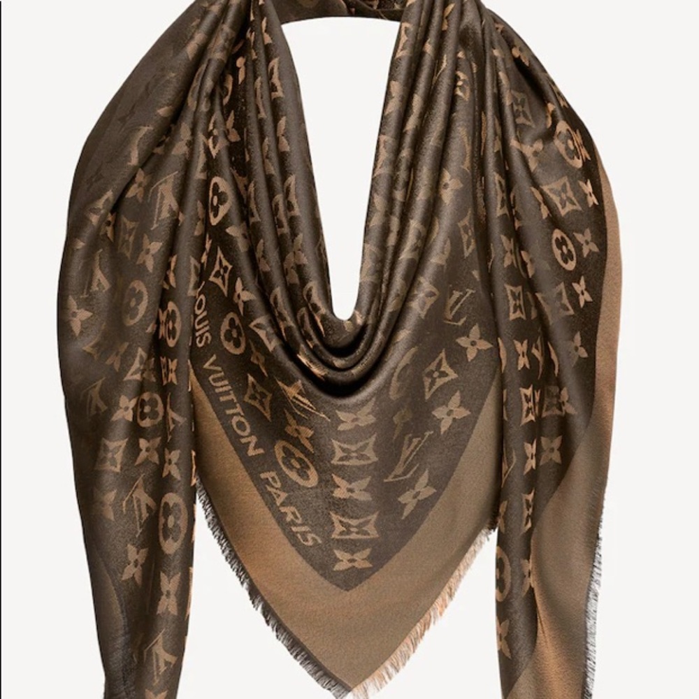 Louis Vuitton Monogram Shine Shawl Brown NEW